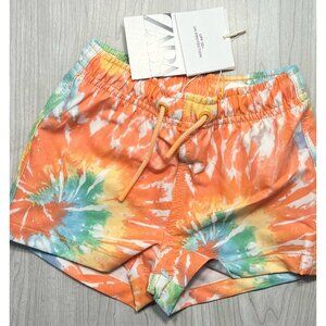 Zara 12-24m tie dye swim trunks UPF 50+ bathing suit orange yellow green summer